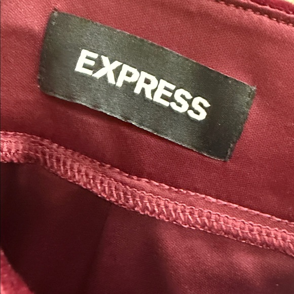 Express Editor Burgundy Wine Velvet Trouser High Rise Pants Size XL NWT $88 - Picture 3 of 7